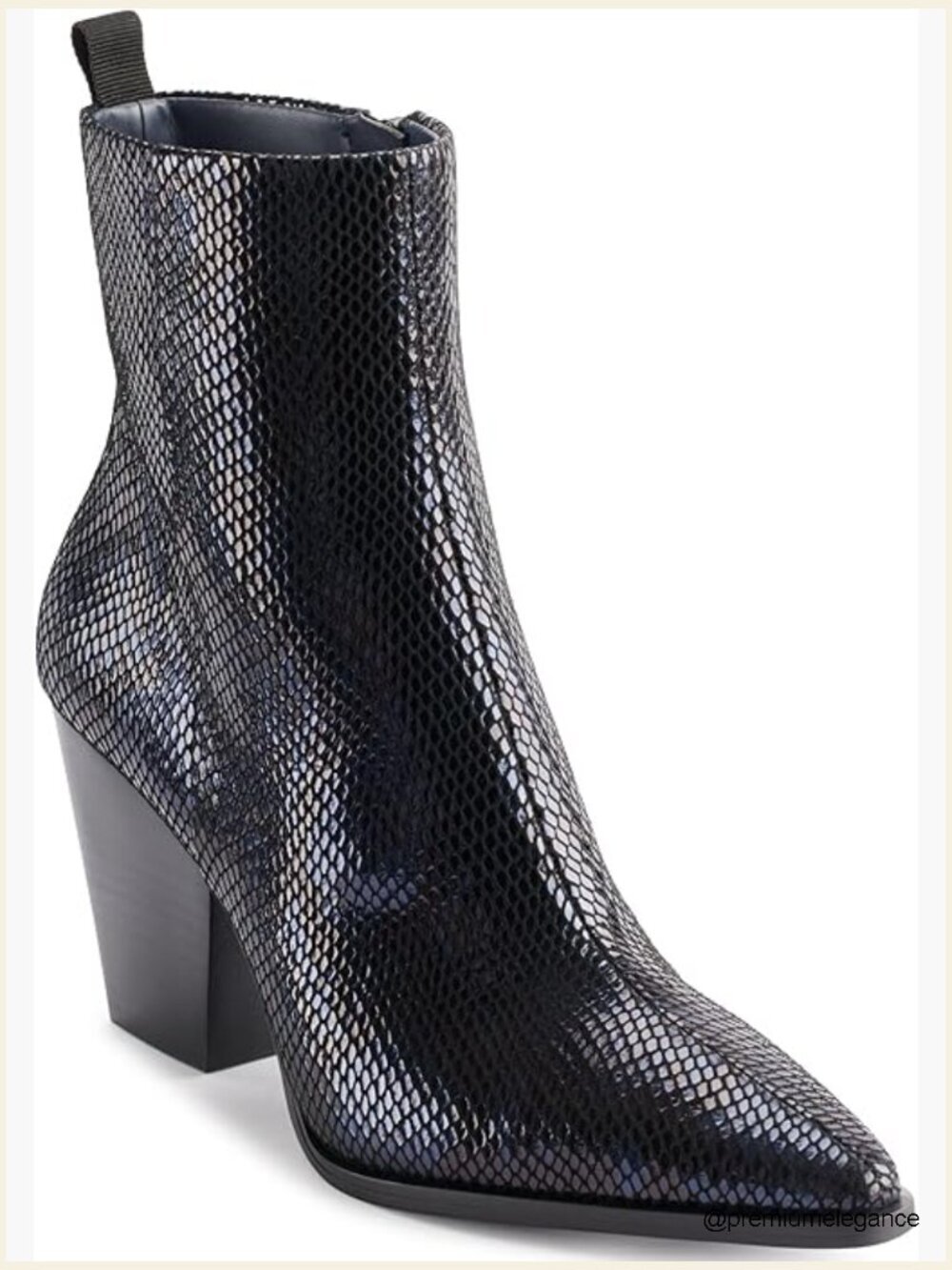 Leather Ankle Bootie with Western Stitching & Block Heel